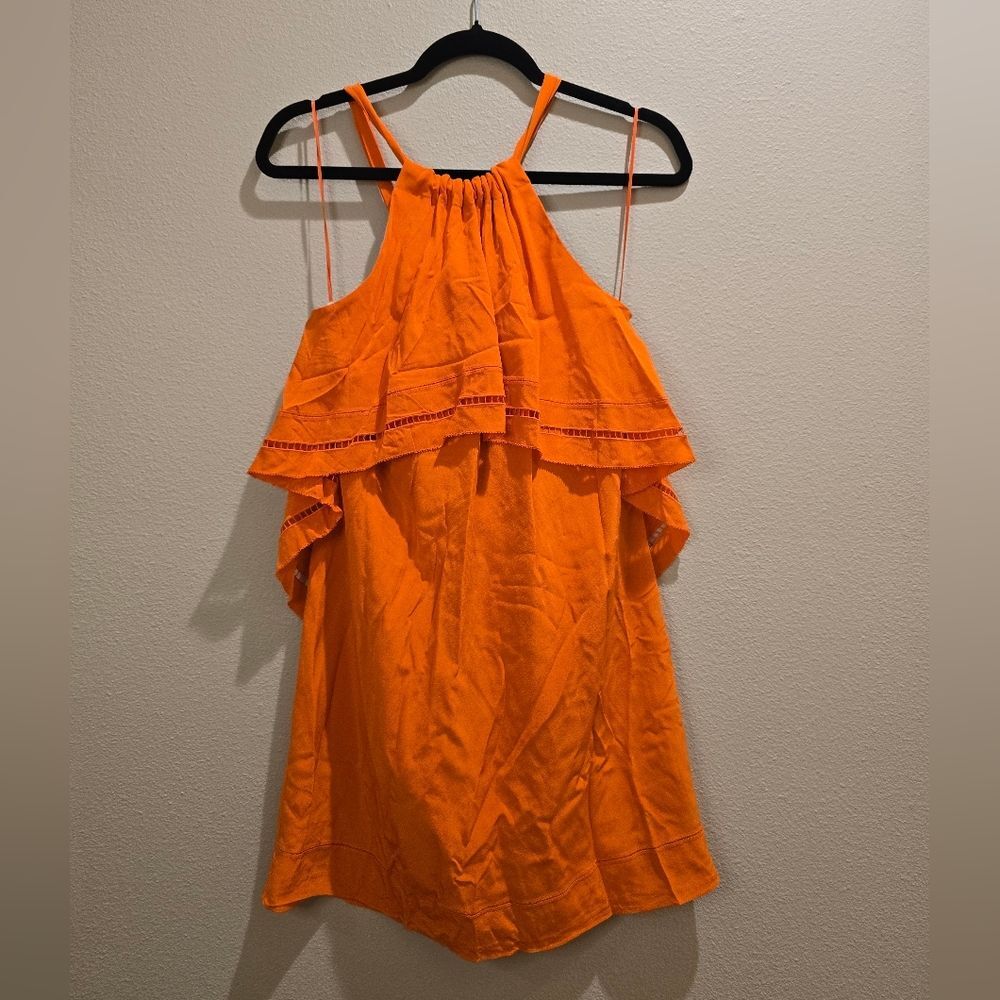 Trina Turk Orange Halter Ruffle Dress Sz 2